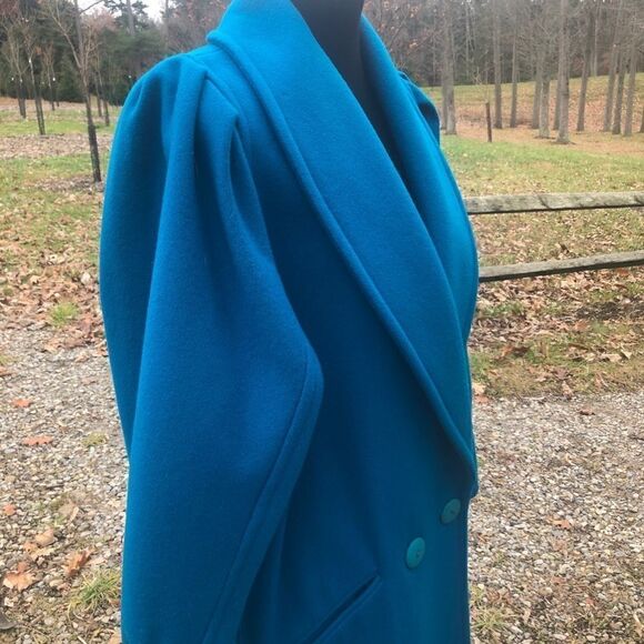 Vintage Ashley Scott Size 6 100% Wool Aqua Coat!! - Picture 11 of 16